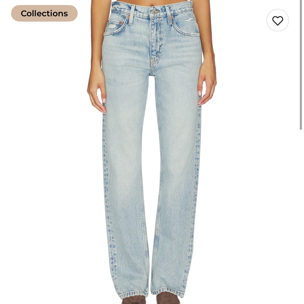 Re/done blonde straight jeans in ripped tide size 24